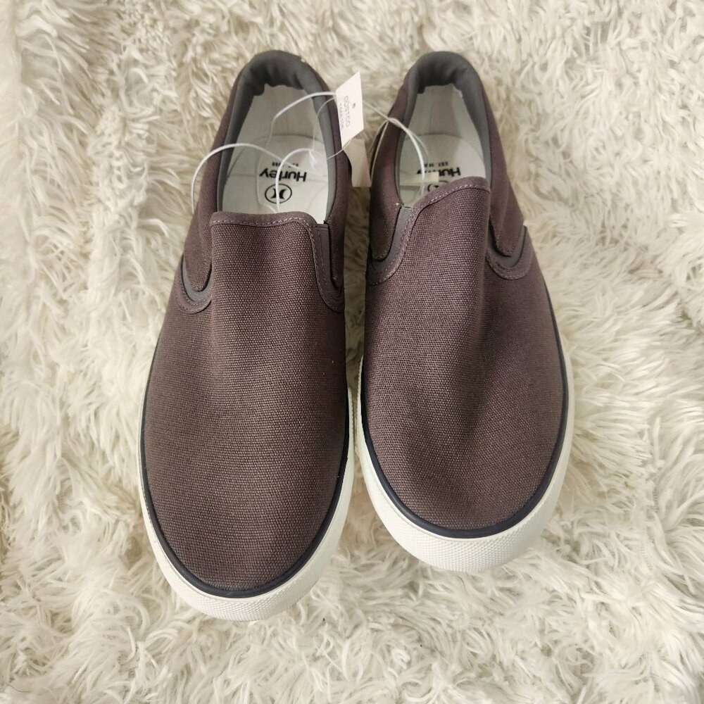 NWT Hurley Mens Grey Slip-On Shoes Size 10 Casual Canvas Sneakers
